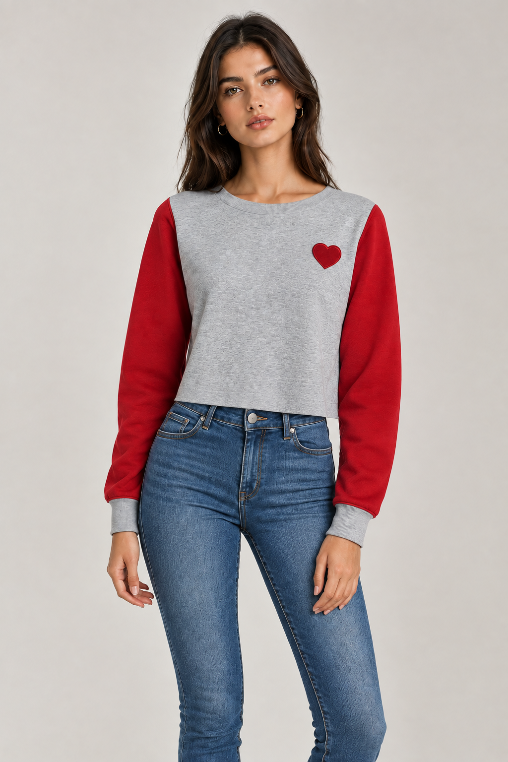 Felpa orlo al bottone jeans