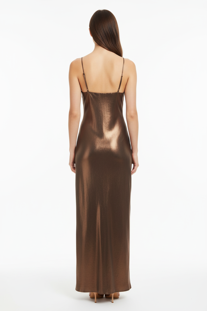 Retro abito bronzo taglio dritto