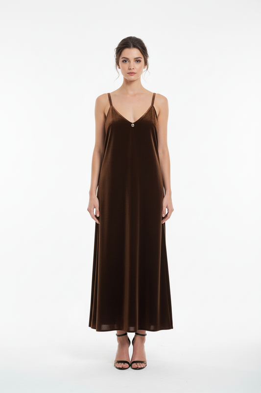 Abito marrone in velluto - fronte