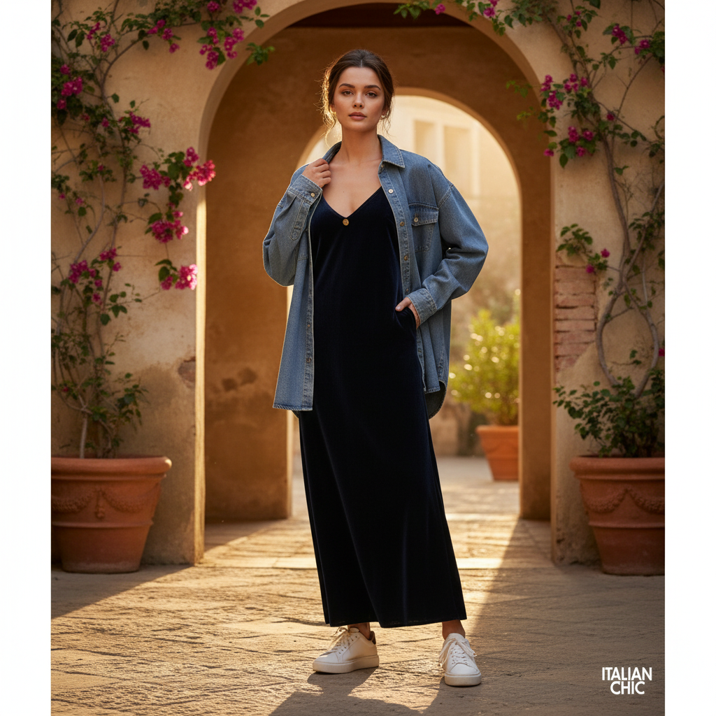 Abito Velvet Marrakech blu con Camicia London