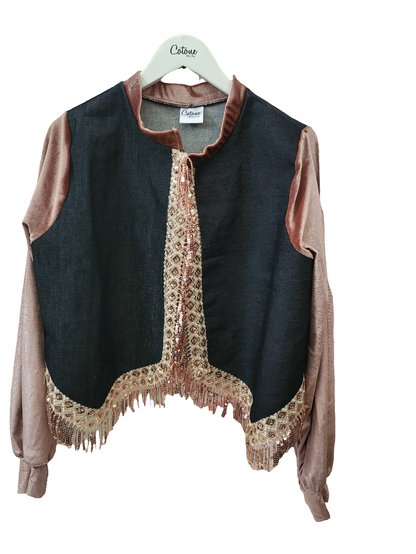 Bolero Denim Cotton Velvet Paillettes