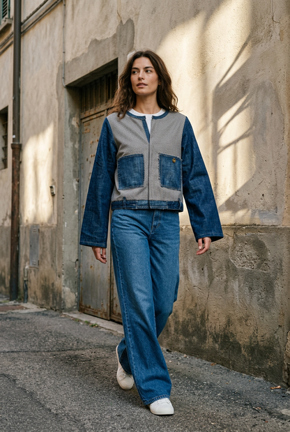 Bolero Moon River e Jeans Frida in una fotografia street editoriale