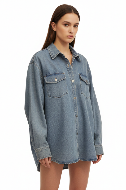 Camicia London su modella - fit oversize