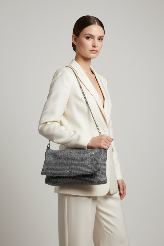 Modella con Tracolla grey Paillettes