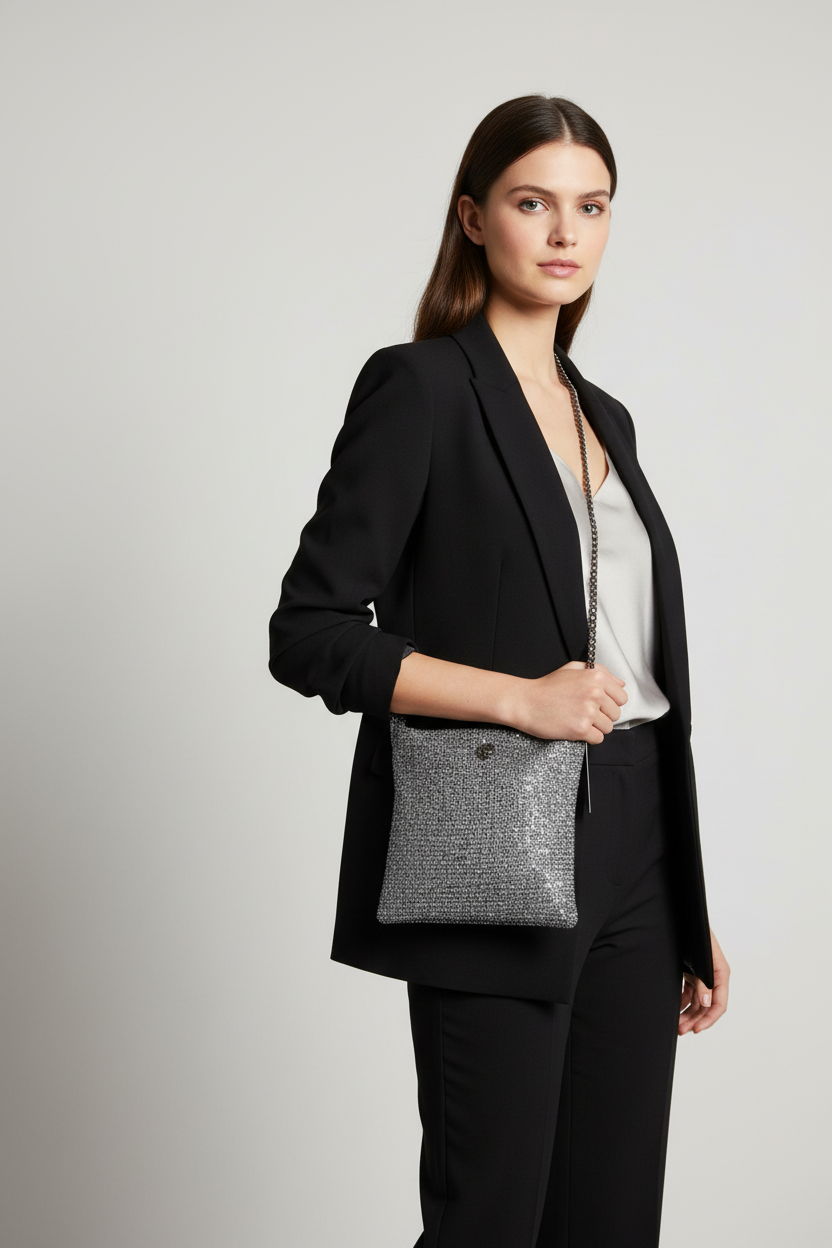 Modella con Tracolla Paillettes Grey