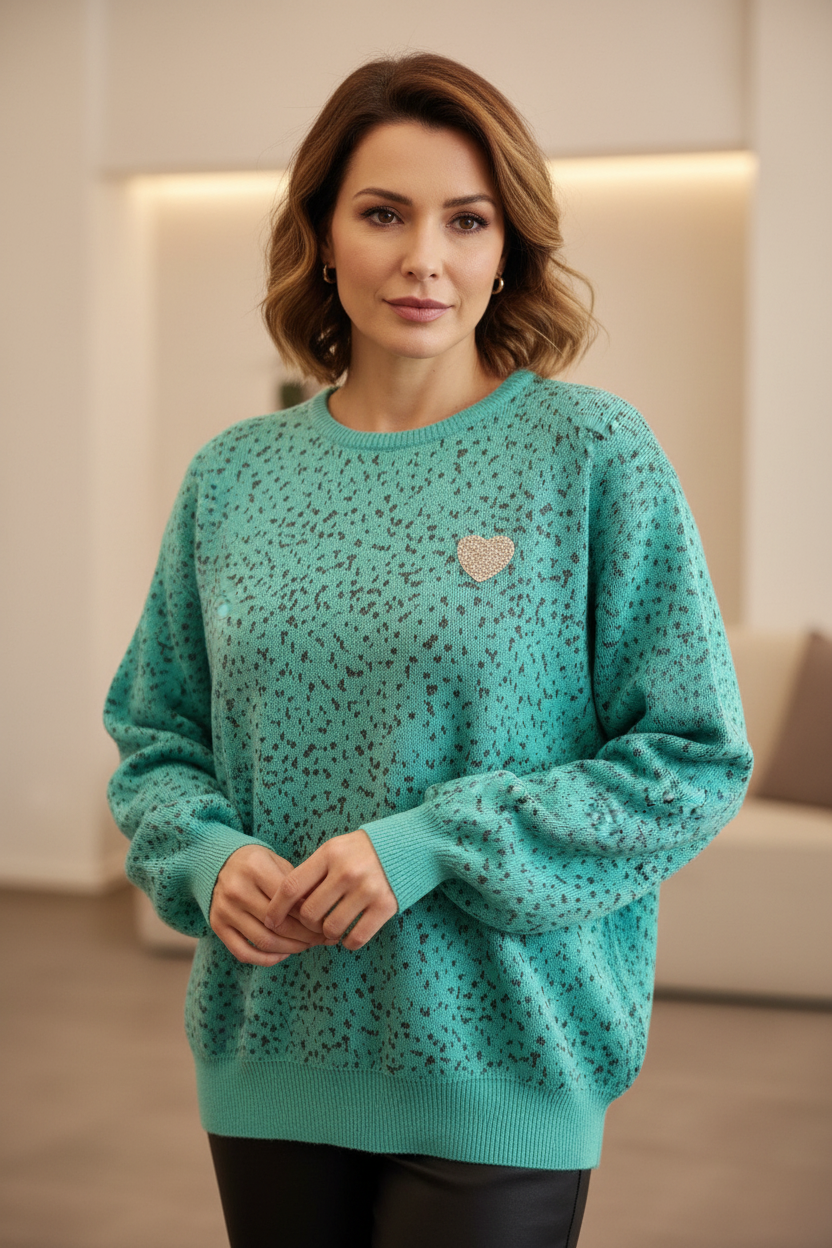 Pullover leopardato variante 1 con cuore