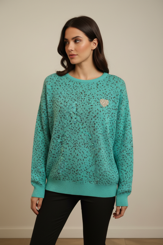 Pullover leopardato variante 2 con cuore