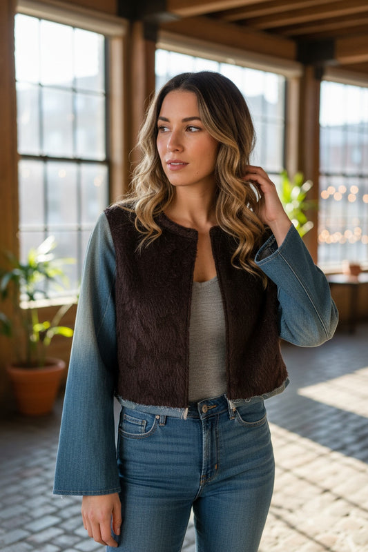 Bolero jacket Anchor Brown denim