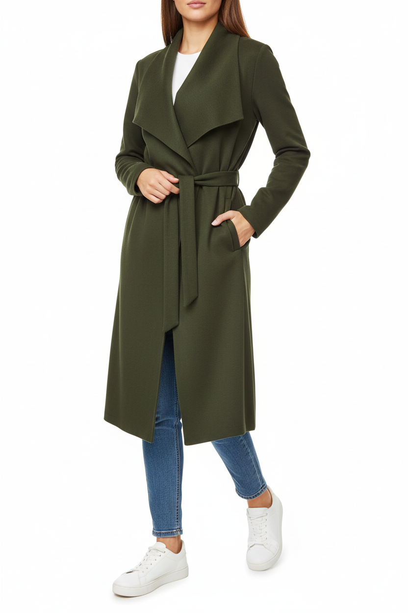 Spolverino Baia verde militare scuro lungo al ginocchio