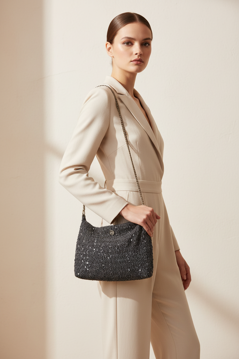 Tracolla Paillettes su modella